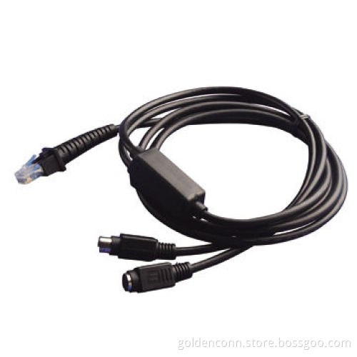 RJ45 male to mini DIN cable, male to female, assemble or mold type